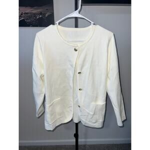 White long sleeve button down gold buttons Women's Top sz s